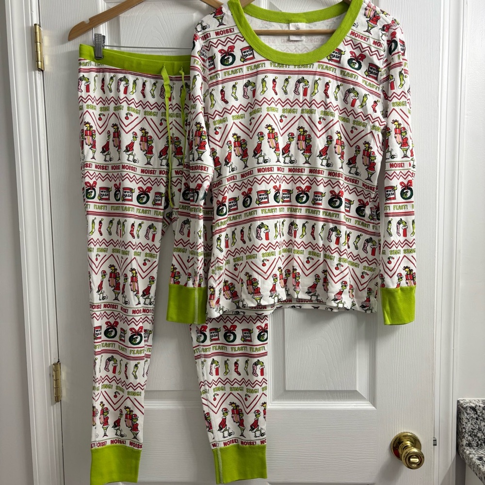 Hanna Andersson Grinch Pajama Set Womens L Holiday Christmas Long Sleeve Pants